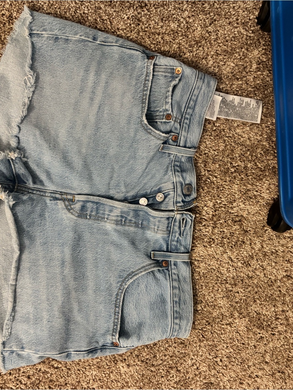 Levi's Light Blue High-Rise Button-Fly Denim Shorts